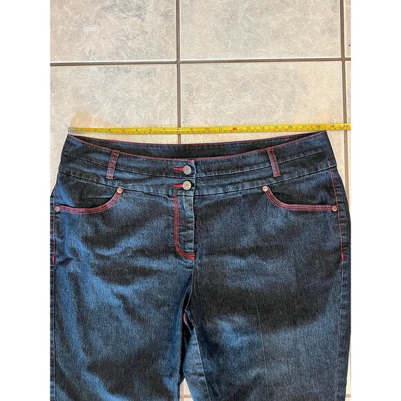 Bisou Bisou Vintage Retro Wide Leg Dark Denim Jeans Size 16W - Picture 4 of 6